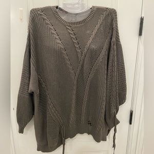 Distressed oversized green/gray sweater